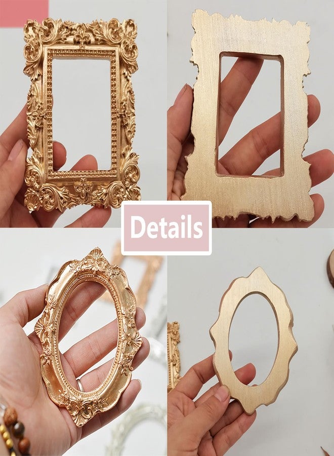 NSdawali 2 Pcs Mini Gold Picture Frames, DIY Tiny Vintage Picture Frames Antique Small Photo Frame for Home Hotel Decor Table Top Jewelry Display Shooting Photo Props Gallery Art Christmas Tree Decor(Gold) - Image 5